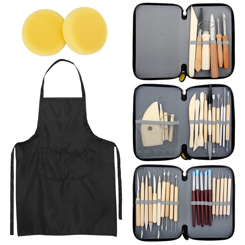 Blisstime 42pcs Pottery Tools, Clay Sculpting Tool Kit Air Dry Clay Tools, Clay Kit for Pottery Wheel, DIY Arts and Crafts - Image 1